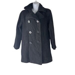 Weather Tamer Women's Size Small Grey Double Breasted 100% Wool Pea Coat